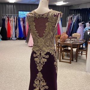 Plum purple gold prom dress formal